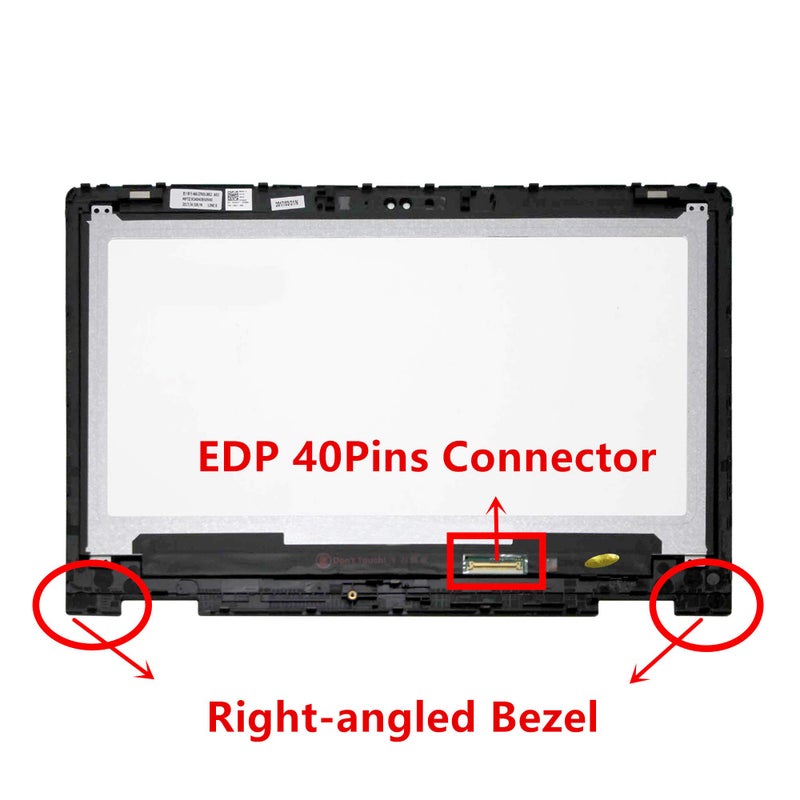 LCDOLED Replacement 13.3 inches FHD LCD Touch Screen Digitizer Assembly Right-Angled Bezel for Dell Inspiron 13 P69G P69G001 (NOT for LP133WF2 NV133FHM-N45) (Right-Angled Bezel - 40 Pins Connector) - Image 2
